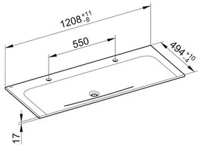 Dvojumývadlo na skrinku KEUCO X-Line sanitárna keramika biela 120,8 x 49,4 x 12,8 cm 33180311202