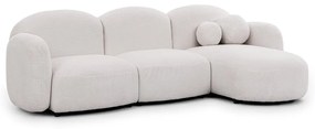 Krémová rohová pohovka z textílie buklé (pravý roh/s leňoškou) Orbit – Ropez