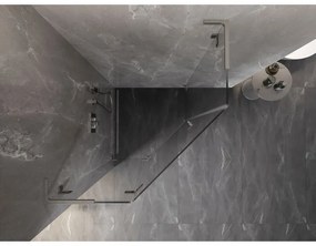 Mexen Lunar, L päťuholníkový sprchový kút naklápací doľava 90 x 90 cm, 8mm číre sklo, oceľový profil, 831L-090L-090P-97-00-L
