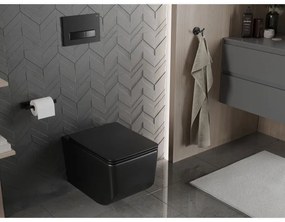 Mexen Vera, závesné WC Rimless 51 x 36 cm s pomaly padajúcim sedátkom z duroplastu, čierna matná, 30164070