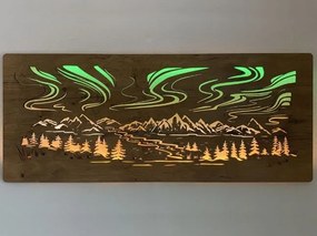 Svietiaci obraz Polárna žiara RGBW na batériu