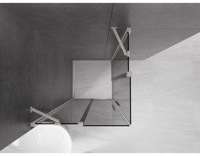 Mexen Velar Duo, sprchový kút s posuvnými dverami 100 x 100 cm, 8mm šedé sklo, brúsená oceľ, 871-100-100-42-97