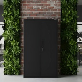 Kovová modulárna multifunkčná skriňa na podstavci čierna MEGAN 1600 x 900 x 400 mm