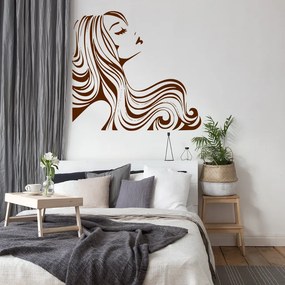 Veselá Stena Samolepka Žena z profilu Farba: hnedá, Veľkosť: 80 x 74 cm