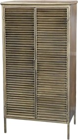 Mosadzná antik kovová skrinka s lamelovými dverami Arles - 60*36*116 cm