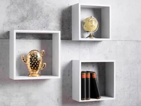 Sada nástenných regálov(3 ks) Shelvy Cub, biela%