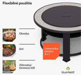 Blumfeldt Merano Circolo 3 v 1, ohnisko s funkciou grilu, dá sa použiť ako stôl, priemer 87 cm