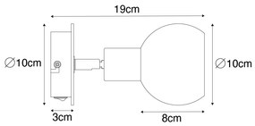 Bodové svetlo v štýle Art Deco čierne s dymovým sklom a drevom - Vidro