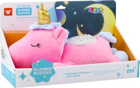 LEAN Toys Plyšový jednorožec na spanie Plyšový projektor Zvuk Hluk Ružová