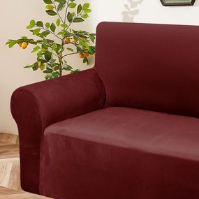 Elastický plyšový poťah na dvojmiestnu pohovku BestBerg / bordová