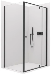 Cerano Santini, sprchovací kút 100(dvere) x 100(stena) x 195 cm, 6mm číre sklo, čierny profil, CER-CER-428962