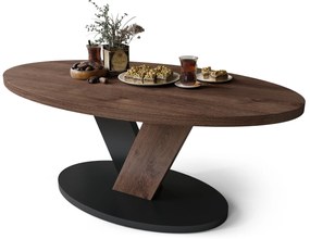 LOVA Hnedý dub/Čierny - OVÁLNY KONFERENČNÝ STOLÍK 110 × 60 cm MODERNÝ KÁVOVÝ STOLÍK