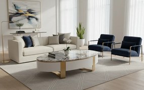 Konferenčný stolík Stilig SR923 150 cm biely/zlatý/mramor