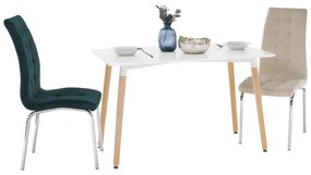 Jedálenský stôl, biela/buk, 120x70 cm, DIDIER 4 NEW