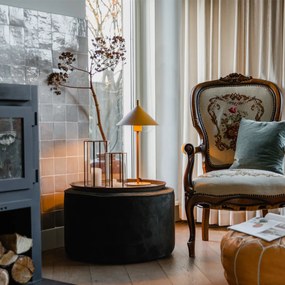 Dizajnová stolná lampa žltá - Triangolo