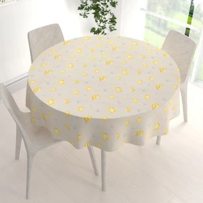 Biante Veľkonočný teflónový okrúhly obrus TF-074 Kuriatka a kraslice na béžovom Ø 40 cm