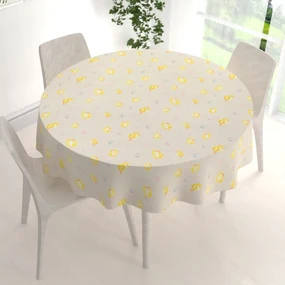 Biante Veľkonočný teflónový okrúhly obrus TF-074 Kuriatka a kraslice na béžovom Ø 80 cm