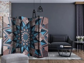 Paraván - Star Mandala (Brown and Blue) II [Room Dividers]