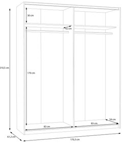 Šatníková skriňa KARO 170x210 cm biela
