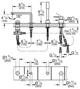 GROHE 19577001 - Vaňová štvorotvorová kombinácia LINEARE lesklý chróm