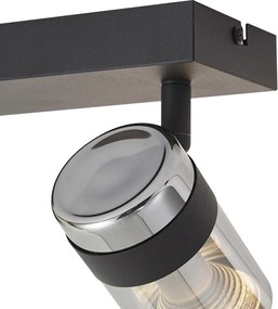 Stropný reflektor čierny s dymovým sklom 2-svetlá otočný a naklápací - Gianni