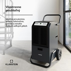 Klarstein DuraDry 70L odvlhčovač vzduchu, 70 l/deň, 60-100 m², nehrdzavejúca oceľ, mobilný, 450 m³/h