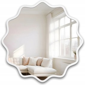 Nástenné zrkadlo Aquarelle Naya v bielom vlnitom ráme Mdf Fi 180 cm