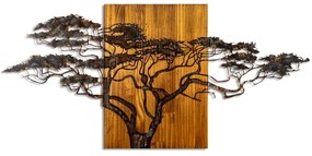 Nástenná dekorácia 144x70 cm strom drevo/kov