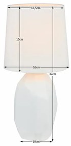 Tempo Kondela Keramická stolná lampa, biela, QENNY TYP 1 AT15556