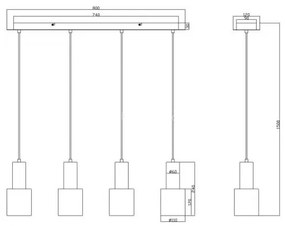 Trio - Luster na lanku WAILER 4xGU10/5W/230V šedá