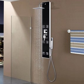 vidaXL Sprchový panel, sklo 18x42,1x120 cm čierny
