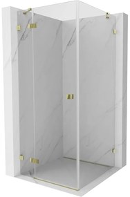 Mexen Lunar, 1-krídlový sprchový kút, ľavý, 80 x 80 cm, 8mm číre sklo, zlatý profil, 834-080-080-50-00-L