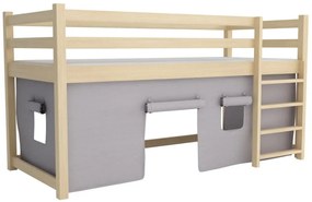 Detská vyvýšená posteľ z masívu borovice PORTO - 200x90 cm - prírodná borovica