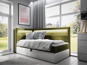 Kontinentálna jednolôžková posteľ Junior Ribezo 3, Strana: ľavá, Rozmer postele: 100x200, Dostupné poťahy: ekokoža Soft 017 (biela) + Fresh 12