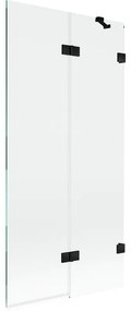 Mexen Lunar, 2-krídlová vaňová zástena pravá 90 x 150 cm, číre sklo, čierna matná, 897-090-100-70-00-P