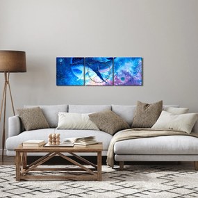 Obraz - Vesmírna veľryba (s hodinami) (90x30 cm)