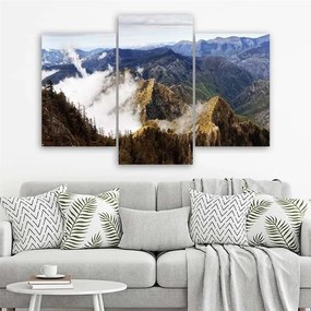 Obraz na plátně třídílný Horská krajina Mlha Příroda - 150x100 cm