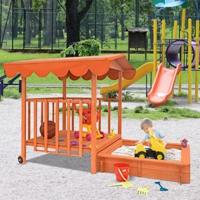 Pieskovisko s verandou HAPPY, 130x130x143cm, hnedá/oranžová Jurhan