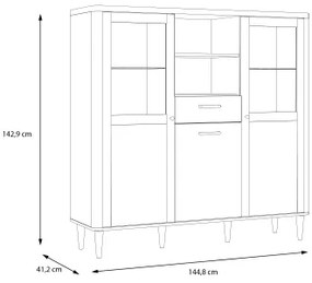 Vitrína VIRO hnedá/béžová