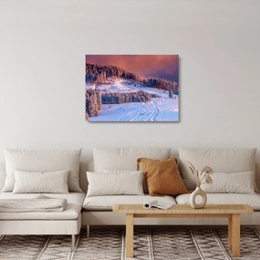 Sklenený obraz zimnej krajiny (70x50 cm)