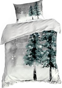 VIANOČNÉ SATÉNOVÉ OBLIEČKY FOREST 140X200 CM, 1 KS 70X80 CM VZOROVANÉ