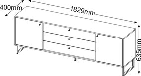 Široká TV skrinka Cube, dub evoke / pieskovo šedá