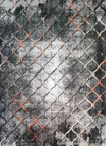 Koberec Porte 0066 GREY GOLD – sivý so žltým vzorom, obdĺžnik Rozmer: 80x150 cm