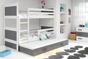 Poschodová posteľ s prístelkou RICO 3 - 190x80cm - Biely - Grafitový