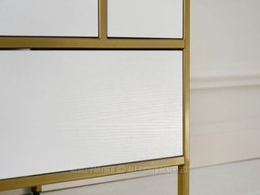 Komoda Soren Kom (biele drevo + zlatá). Akcia -20%. Vlastná spoľahlivá doprava až k Vám domov. 1110770