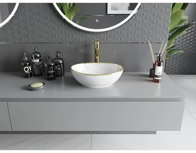 Mexen Elza, umývadlo na dosku 40,5x33 cm, biela-zlatý okraj, 21014005