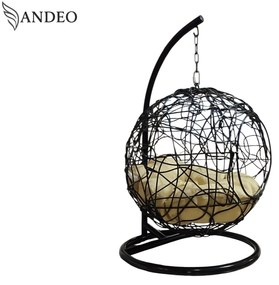 Závesné hojdacie kreslo pre mačky COCO - čierno béžové