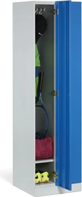 Kovová šatníková skrinka S1 zúžená, 2 oddiely, 1850 x 500 x 500 mm, zámok s čítačkou RFID kariet, tmavosivé dvere