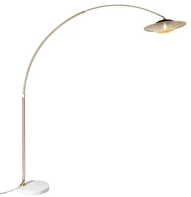 Moderná oblúková lampa biela orientálny tienidlo s bambusom 50 cm - XXL Rina