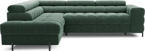 Zelená rozkladacia/s úložným priestorom rohová pohovka z textílie buklé (ľavý roh/do L) Ferucce – ELTAP